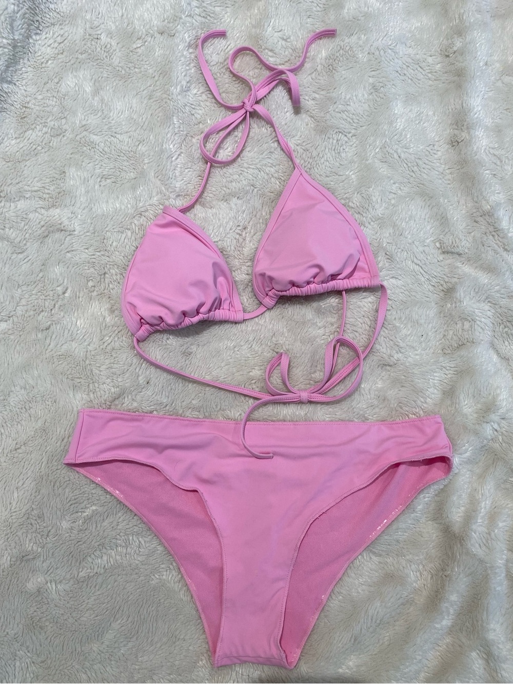Women's Pink Triangle Tie Bikini - Classic Two-Piece Swim Set